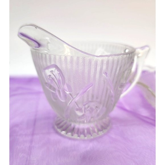 Jeanette Glass Iris Creamer and Sugar Bowl Depression Era Vintage Clear PR610 - Picture 7 of 12
